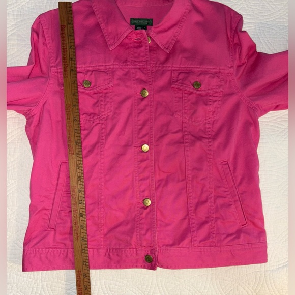 Ralph Lauren Denim Jacket Large Western Vibe Pink with Gold Hardware - Picture 5 of 7